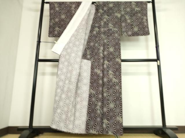 平和屋着物▽小紋 単衣 笹竹に麻の葉 DAAS0353az 洗える着物