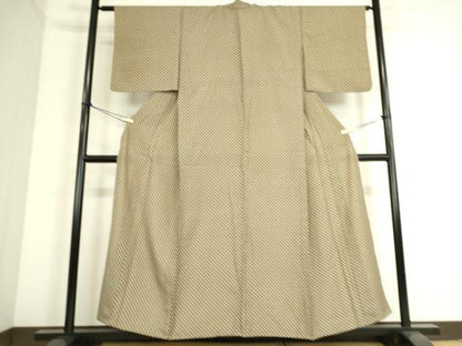 平和屋着物▽上質な小紋 単衣 麻の葉文 黒地 正絹 逸品 DAAS0348az
