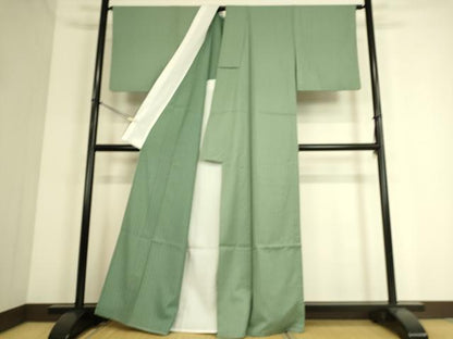 平和屋着物▽小紋　単衣　縞　洗える着物　未使用　DAAS0360az