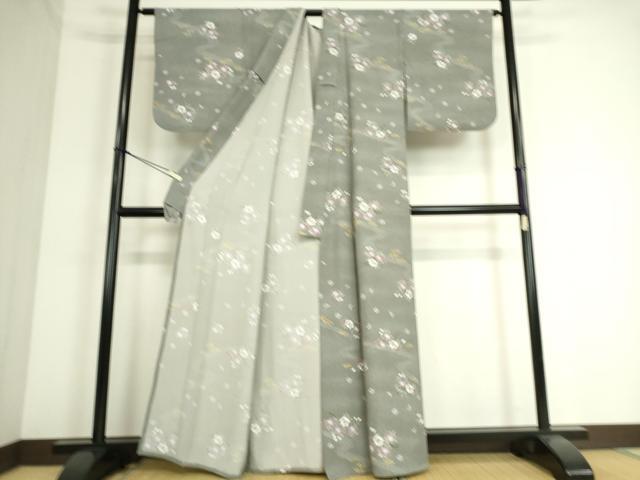 平和屋着物▽小紋 単衣 流水花文 洗える着物 DAAS0354az