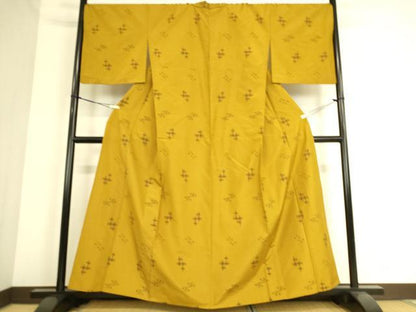 平和屋着物▽上質な紬 単衣 絣文 正絹 逸品 DAAS0358az