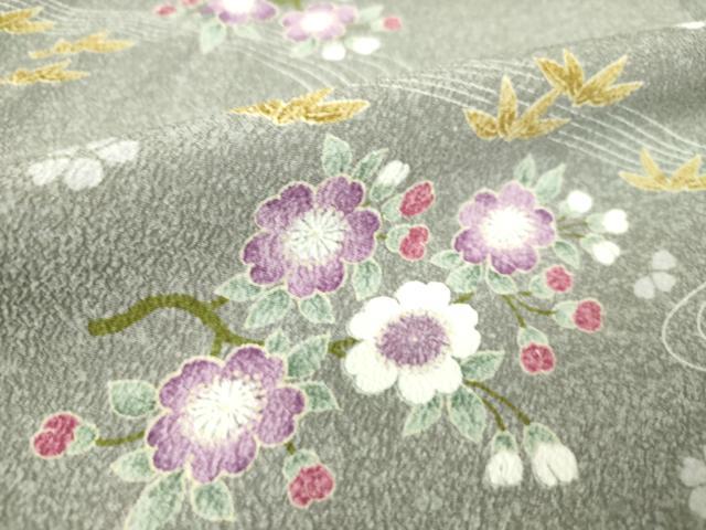 平和屋着物▽小紋 単衣 流水花文 洗える着物 DAAS0354az