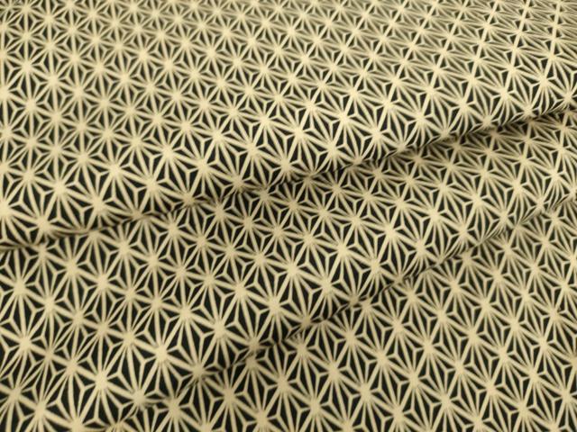 平和屋着物▽上質な小紋 単衣 麻の葉文 黒地 正絹 逸品 DAAS0348az