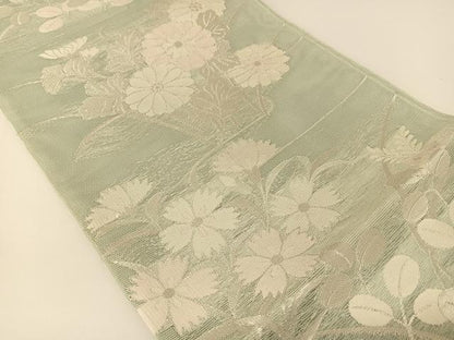 平和屋着物＊夏物 六通柄袋帯 秋草文 銀糸 正絹 逸品 BAAT0676yc