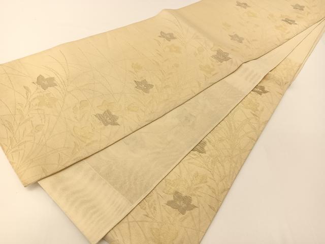 平和屋着物＊夏物 六通柄袋帯 秋草文 金糸 正絹 逸品 BAAT0678yc