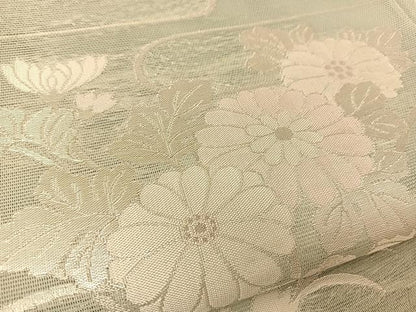 平和屋着物＊夏物 六通柄袋帯 秋草文 銀糸 正絹 逸品 BAAT0676yc