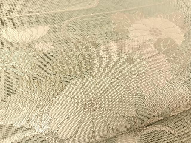 平和屋着物＊夏物 六通柄袋帯 秋草文 銀糸 正絹 逸品 BAAT0676yc