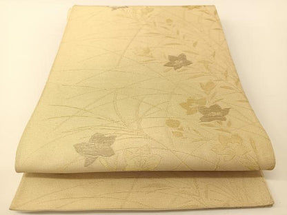 平和屋着物＊夏物 六通柄袋帯 秋草文 金糸 正絹 逸品 BAAT0678yc