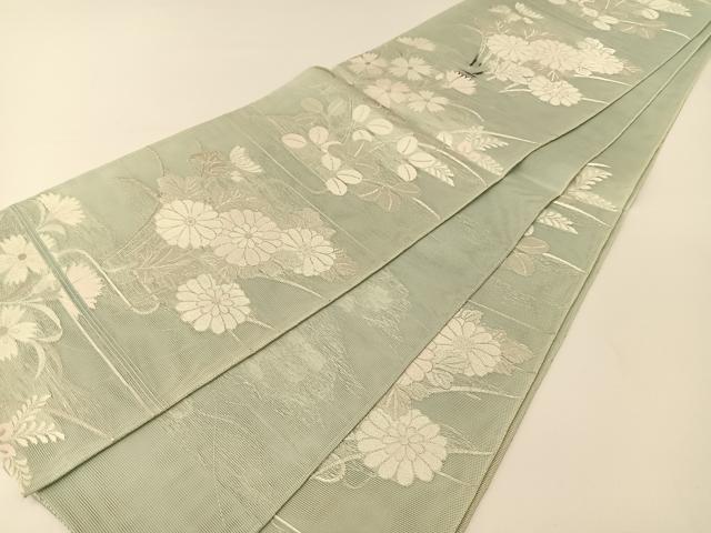 平和屋着物＊夏物 六通柄袋帯 秋草文 銀糸 正絹 逸品 BAAT0676yc