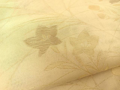 平和屋着物＊夏物 六通柄袋帯 秋草文 金糸 正絹 逸品 BAAT0678yc