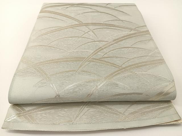 平和屋着物＊夏物　六通柄袋帯　芝草文　銀糸　正絹　逸品　BAAT0687yc