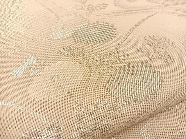 平和屋着物＊夏物 六通柄袋帯 流水菊花文 銀糸 正絹 逸品 BAAT0709yc