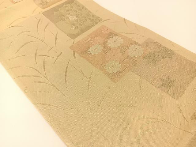 平和屋着物＊夏物 六通柄袋帯 色紙重ね秋草文 金糸 正絹 逸品 BAAT0717yc