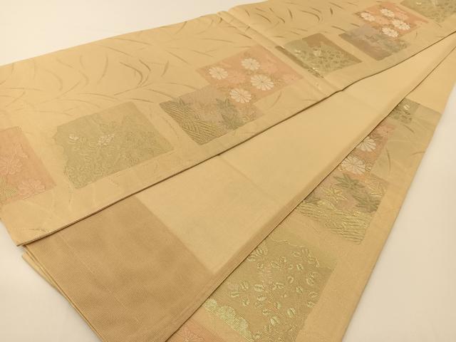 平和屋着物＊夏物 六通柄袋帯 色紙重ね秋草文 金糸 正絹 逸品 BAAT0717yc