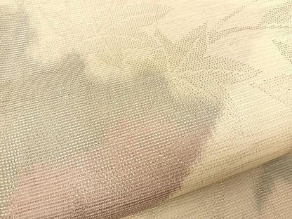 平和屋着物＊夏物　六通柄袋帯　楓文　銀糸　正絹　逸品　BAAT0723yc