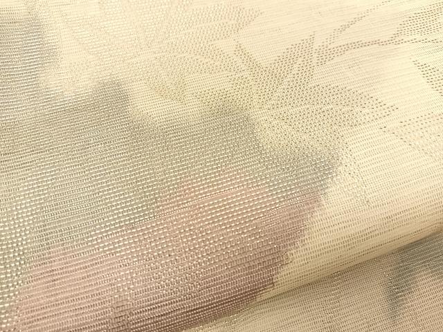 平和屋着物＊夏物　六通柄袋帯　楓文　銀糸　正絹　逸品　BAAT0723yc