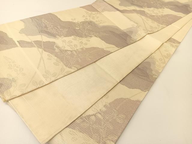 平和屋着物＊夏物　六通柄袋帯　道長萩文　銀糸　正絹　逸品　BAAT0721yc