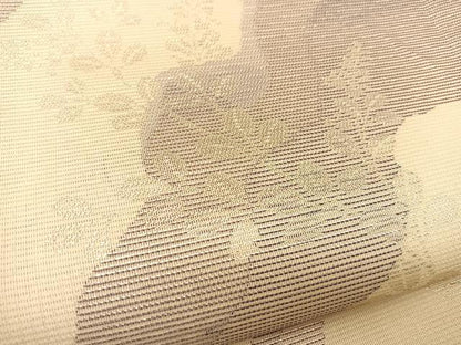 平和屋着物＊夏物　六通柄袋帯　道長萩文　銀糸　正絹　逸品　BAAT0721yc
