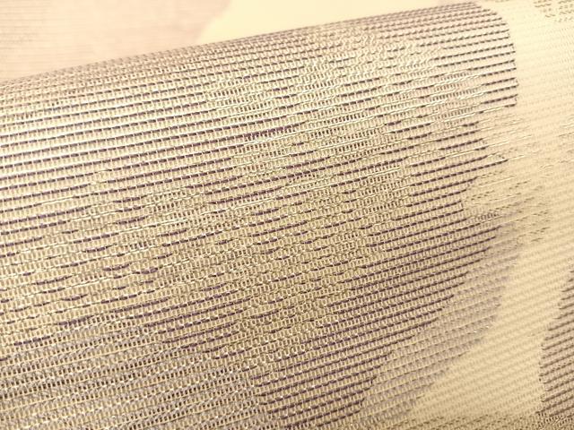 平和屋着物＊夏物　六通柄袋帯　道長萩文　銀糸　正絹　逸品　BAAT0721yc