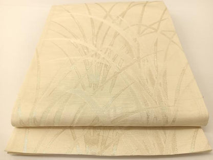 平和屋着物＊夏物 六通柄袋帯 流水草葉文 銀糸 正絹 逸品 BAAT0725yc