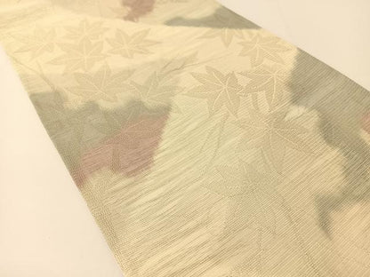 平和屋着物＊夏物　六通柄袋帯　楓文　銀糸　正絹　逸品　BAAT0723yc