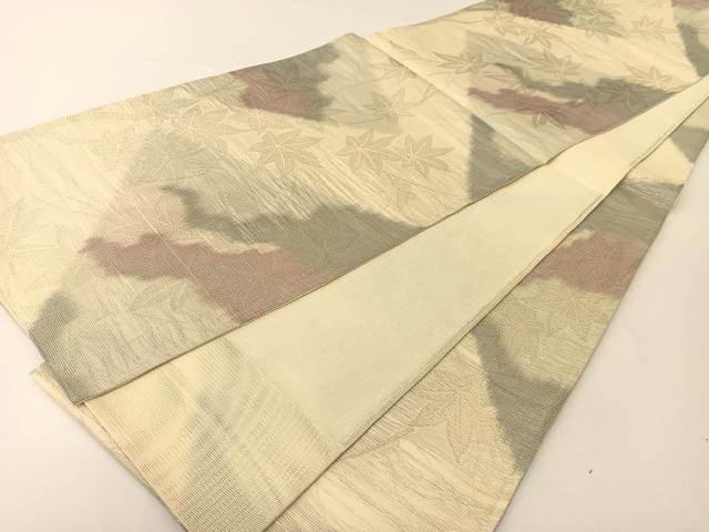 平和屋着物＊夏物　六通柄袋帯　楓文　銀糸　正絹　逸品　BAAT0723yc