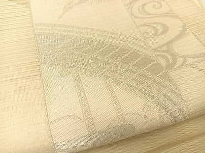 平和屋着物＊夏物 六通柄袋帯 熨斗飛鶴風景文 金銀糸 正絹 逸品 BAAT0754yc