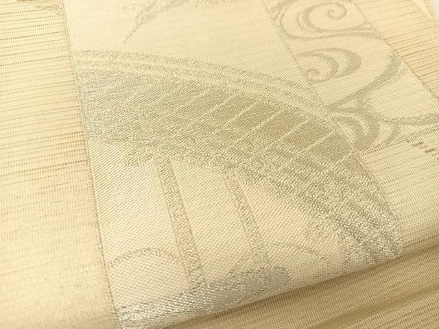 平和屋着物＊夏物 六通柄袋帯 熨斗飛鶴風景文 金銀糸 正絹 逸品 BAAT0754yc