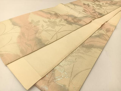 平和屋着物＊夏物　六通柄袋帯　桔梗文　銀糸　正絹　逸品　BAAT0742yc