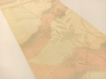 平和屋着物＊夏物　六通柄袋帯　桔梗文　銀糸　正絹　逸品　BAAT0742yc