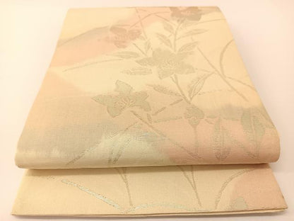 平和屋着物＊夏物　六通柄袋帯　桔梗文　銀糸　正絹　逸品　BAAT0742yc