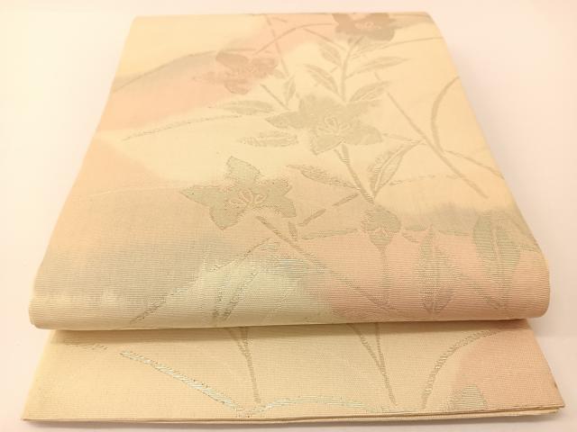 平和屋着物＊夏物　六通柄袋帯　桔梗文　銀糸　正絹　逸品　BAAT0742yc