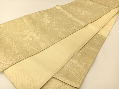 平和屋着物＊夏物　六通柄袋帯　地紙秋草文　金銀糸　正絹　逸品　BAAT0753yc