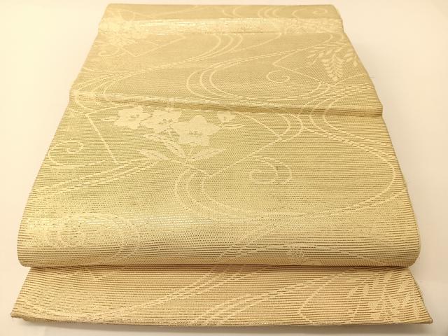 平和屋着物＊夏物　六通柄袋帯　地紙秋草文　金銀糸　正絹　逸品　BAAT0753yc