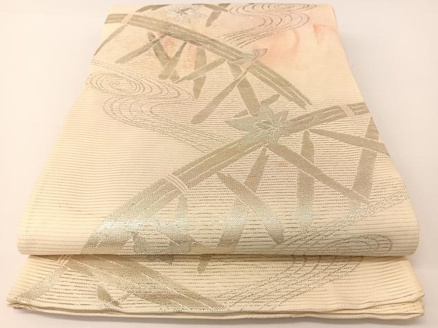平和屋着物＊夏物 六通柄袋帯 竜田川 銀糸 正絹 逸品 BAAT0757yc