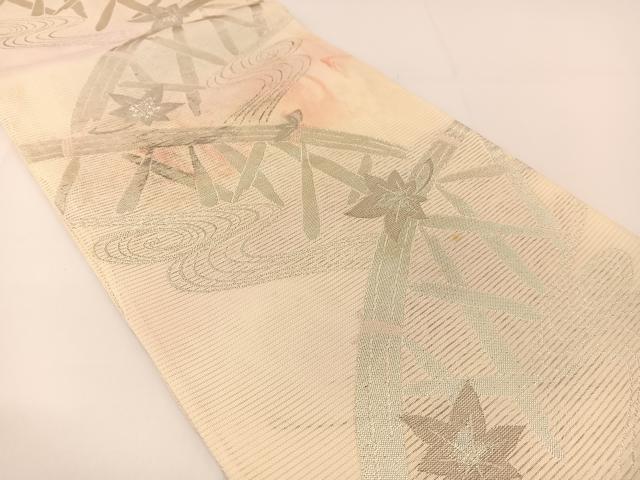 平和屋着物＊夏物 六通柄袋帯 竜田川 銀糸 正絹 逸品 BAAT0757yc