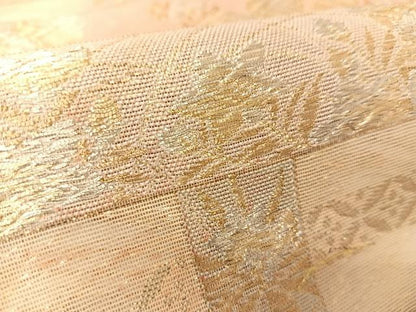 平和屋着物＊夏物　六通柄袋帯　横段花文　金銀糸　正絹　逸品　BAAT0758yc