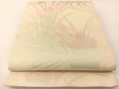 平和屋着物＊夏物 六通柄袋帯 杜若 銀糸 正絹 逸品 BAAT0759yc