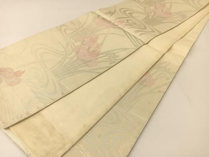 平和屋着物＊夏物 六通柄袋帯 杜若 銀糸 正絹 逸品 BAAT0759yc