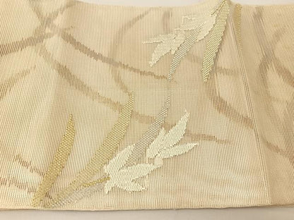 平和屋着物＊夏物　太鼓柄袋帯　草花文　金銀糸　正絹　逸品　BAAT0787yc
