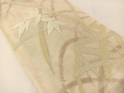 平和屋着物＊夏物　太鼓柄袋帯　草花文　金銀糸　正絹　逸品　BAAT0787yc