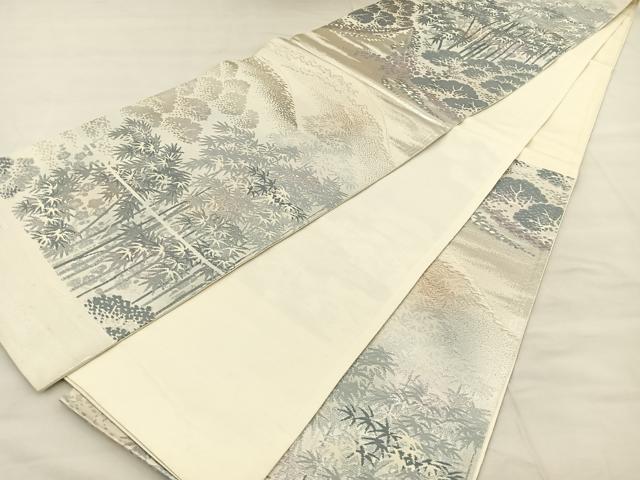 平和屋着物◎六通柄袋帯 錦袋 嵯峨野 銀糸 正絹 逸品 BAAT2020ph