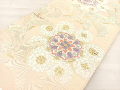 平和屋着物◎六通柄袋帯 唐織 舞花文 金糸 正絹 逸品 BAAT2030ph