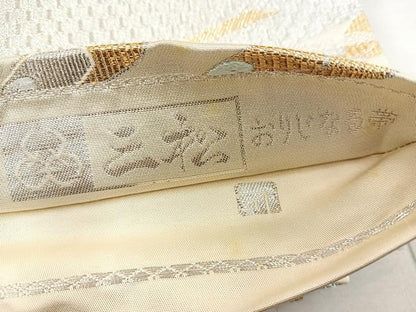 平和屋着物◎六通柄袋帯　孔雀羽文　金銀糸　正絹　逸品　BAAT2053ph