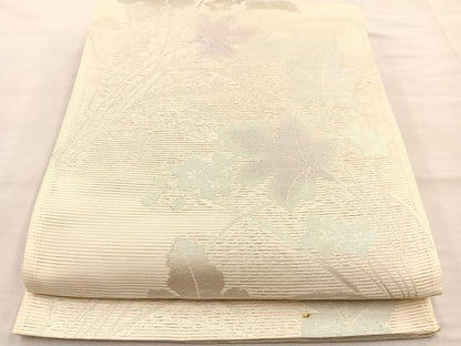 平和屋着物＊夏物 六通柄袋帯 草葉文 銀糸 正絹 逸品 BAAT3159hv