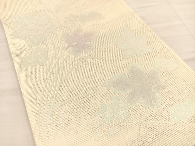 平和屋着物＊夏物 六通柄袋帯 草葉文 銀糸 正絹 逸品 BAAT3159hv