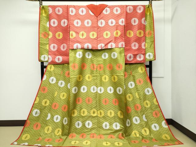 平和屋本店■希少　十二単　唐衣・表着・打衣・五衣　唐織　蝶丸文　逸品　CZAA2521s5
