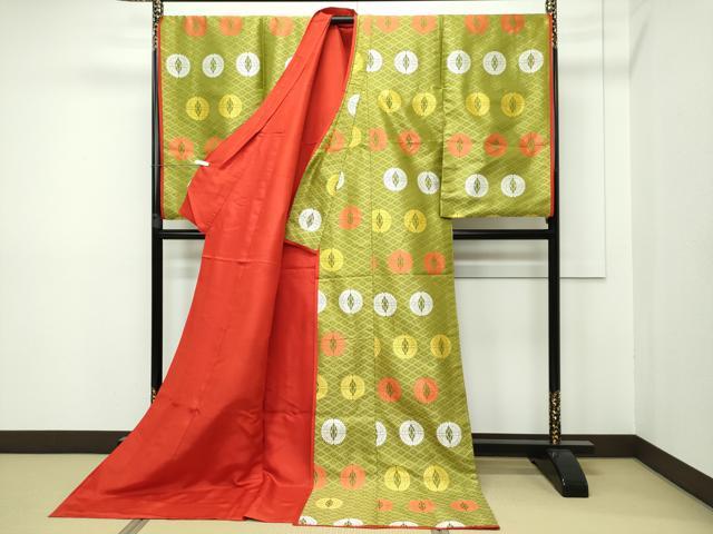 平和屋本店□希少 十二単 唐衣・表着・打衣・五衣 唐織 蝶丸文