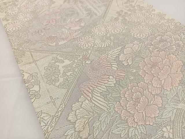平和屋着物◎六通柄袋帯 唐織 鳳凰花文 銀糸 正絹 逸品 BAAT2652ea