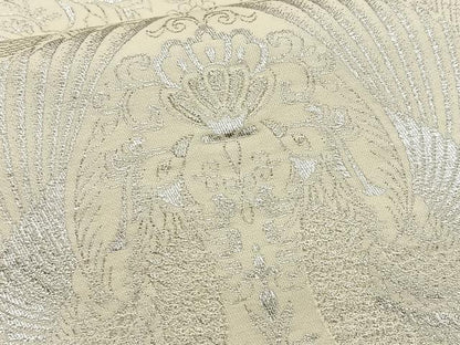 平和屋着物◎六通柄袋帯　向かい鳳凰花文　銀糸　正絹　逸品　BAAT2672ea